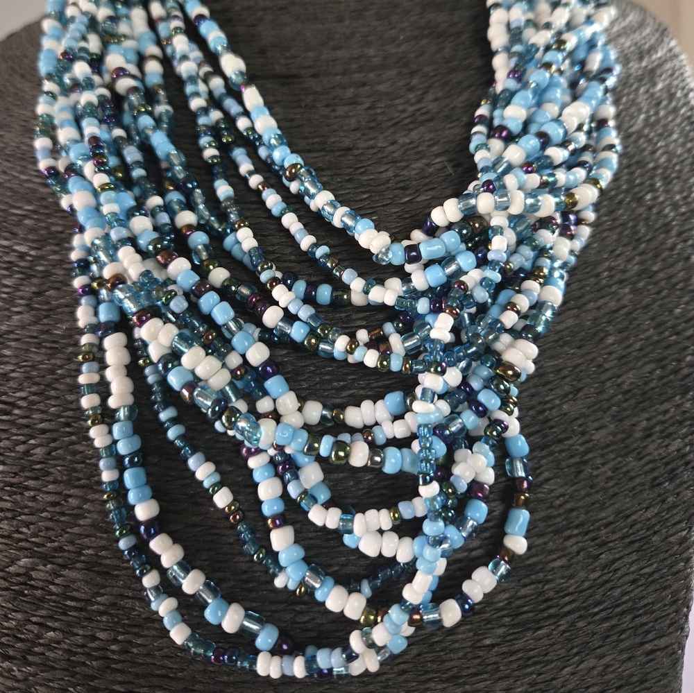 Monies Multi Steand Seed Bead Necklace TEAK Closure